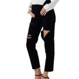 Cutting Edge Black Mom Jeans - Pink Peach Boutique