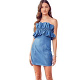 amour boutique denim ruffle dress