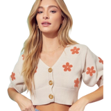 Short Sleeve Crop Floral Cardigan - Pink Peach Boutique