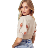 Short Sleeve Crop Floral Cardigan - Pink Peach Boutique