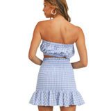 Gingham Blue Two Piece Set - Pink Peach Boutique