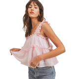 Pink Gingham Layered Top - Pink Peach Boutique