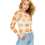 Ditsy Floral Mesh Top - Pink Peach Boutique