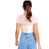 le lis color block mesh crop top
