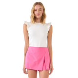 Petal Pink Slit Detail Skort - Pink Peach Boutique