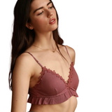 Ribbed Ruffle Brami Top - Pink Peach Boutique
