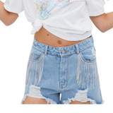Rhinestones and Denim Shorts - Pink Peach Boutique