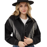 rhinestone denim jacket - black