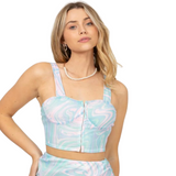 Ocean Breeze Corset Top - Blue - Pink Peach Boutique