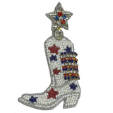Fourth of July Beaded Boot Earrings - Pink Peach Boutique