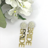 Bride Shimmer Drop Earrings - Pink Peach Boutique
