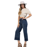 Judy Blue High Waisted Wide Leg Crop Jeans - Pink Peach Boutique