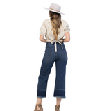 Judy Blue High Waisted Wide Leg Crop Jeans - Pink Peach Boutique