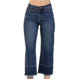 Judy Blue High Waisted Wide Leg Crop Jeans - Pink Peach Boutique