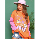 focus on the good screen print graphic sweatshirt - pink peach boutique