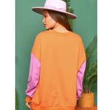 focus on the good screen print graphic sweatshirt - pink peach boutique