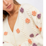 crochet flower cardigan sweater - pink peach boutique