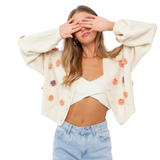 crochet flower cardigan sweater - pink peach boutique
