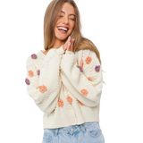 crochet flower cardigan sweater - pink peach boutique