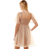 Organza Baby Doll Dress - Tan - Shop Amour Boutique