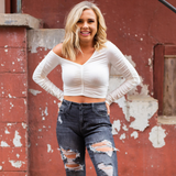 Spring Fling Crop Top - White - Pink Peach Boutique