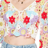 Flower Child Long Sleeve Crochet Top - Pink Peach Boutique