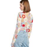 Flower Child Long Sleeve Crochet Top - Pink Peach Boutique