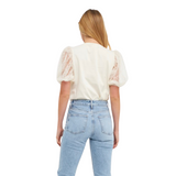 Mesh Dot Puff Sleeve Top - Pink Peach Boutique