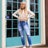 Tie Dye Ruching Detail Top -Taupe - Pink Peach Boutique