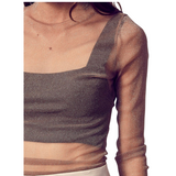 Fancy That Glitter Mesh Top - Pink Peach Boutique