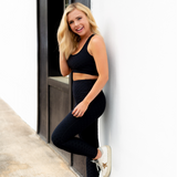 Textured Sports Bra - Black - Pink Peach Boutique