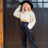 Beige Cable Crop Sweater - Pink Peach Boutique
