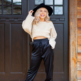 Beige Cable Crop Sweater - Pink Peach Boutique