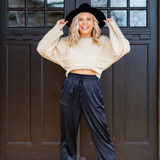 Beige Cable Crop Sweater - Pink Peach Boutique