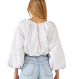 Casual Affair Long Sleeve Crop Top  - White - Pink Peach Boutique
