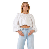 Casual Affair Long Sleeve Crop Top  - White - Pink Peach Boutique