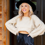Beige Cable Crop Sweater - Pink Peach Boutique