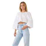 Casual Affair Long Sleeve Crop Top  - White - Pink Peach Boutique
