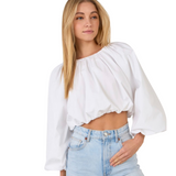 Casual Affair Long Sleeve Crop Top  - White - Pink Peach Boutique