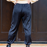Black Satin Jogger Pants - Pink Peach Boutique