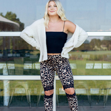 Lace Cutout Leggings - Cheetah - Pink Peach Boutique