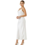 White Satin Midi Dress - Pink Peach Boutique