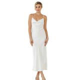 White Satin Midi Dress - Pink Peach Boutique