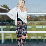 Lace Cutout Leggings - Cheetah - Pink Peach Boutique