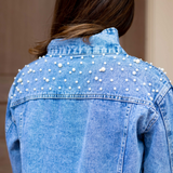 Denim Pearl Jacket - Pink Peach Boutique