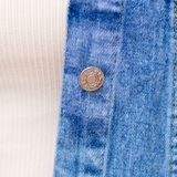 Denim Pearl Jacket - Pink Peach Boutique
