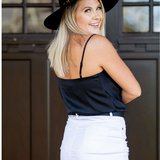 Black Satin Sleeveless Cowlneck Bodysuit - Pink Peach Boutique