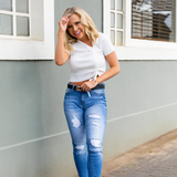 A Cut Above Short Sleeve Top - White - Pink Peach Boutique