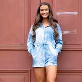 Blue Tie Dye  Romper - Pink Peach Boutique