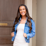 Denim Pearl Jacket - Pink Peach Boutique